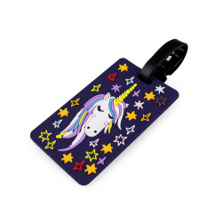 Luggage name tag - owl, unicorn - Dark purple (1 Piece)