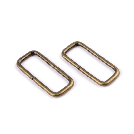 Anillo metálico rectangular para cinta de mochila, ancho 25 mm - Latón antiguo (100 Piezas) Anillo metálico rectangular para cinta de mochila, ancho 25 mm - Latón antiguo (100 Piezas)