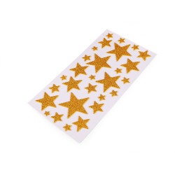 Self-adhesive foam rubber moosgummi stars with glitter - mix of sizes - Gold (1 Card)