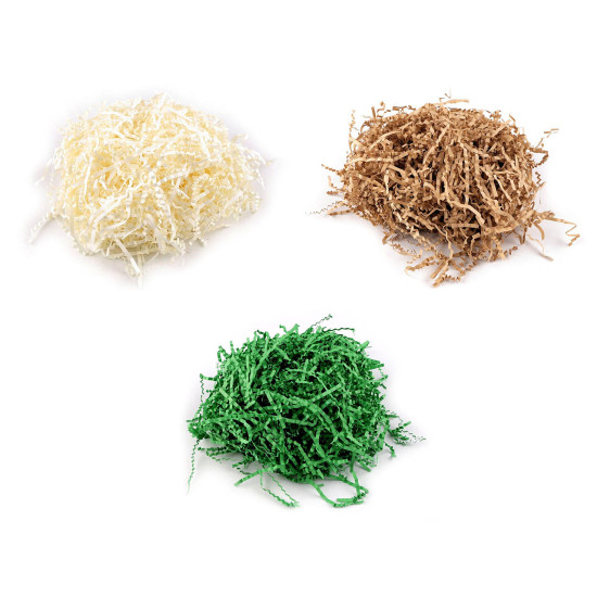 Decorative paper grass 30 g wavy - Green (3 Bags)