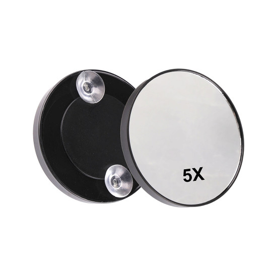 Magnifying mirror with suction cups ø9; 10 cm - Black (1 Piece) Magnifying mirror with suction cups ø9; 10 cm - Black (1 Piece)