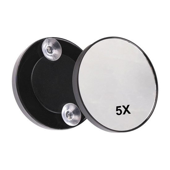 Magnifying mirror with suction cups ø9; 10 cm - Black (1 Piece) Magnifying mirror with suction cups ø9; 10 cm - Black (1 Piece)