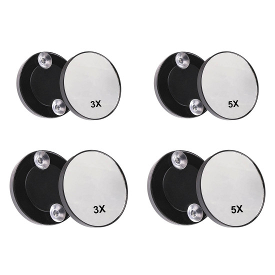 Magnifying mirror with suction cups ø9; 10 cm - Black (1 Piece) Magnifying mirror with suction cups ø9; 10 cm - Black (1 Piece)