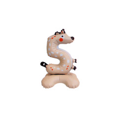 Standing inflatable birthday numbers - animals - Lightbeige (1 Piece)