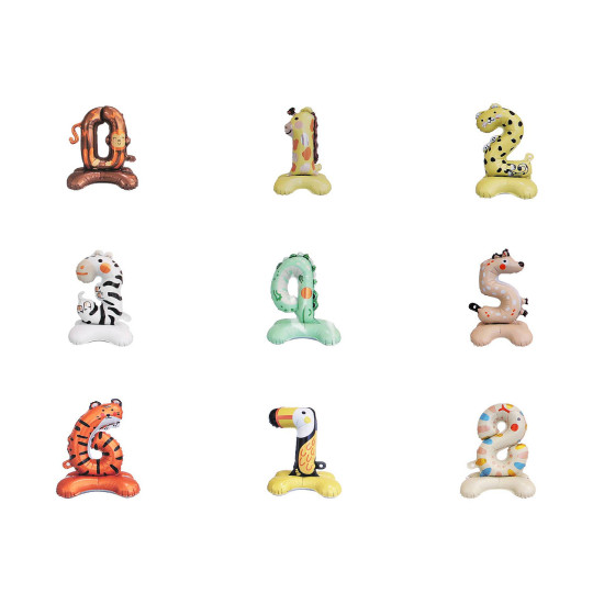 Standing inflatable birthday numbers - animals - Lightbeige (1 Piece) Standing inflatable birthday numbers - animals - Lightbeige (1 Piece)
