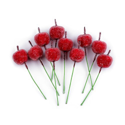 Artificial frosted apples on a wire - Red (10 Pieces)