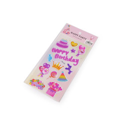 Plastic stickers - happy birthday - As pictured (1 Card)