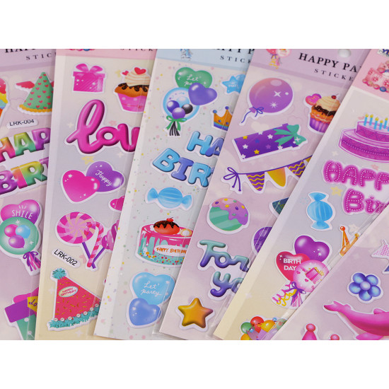 Plastic stickers - happy birthday - As pictured (1 Card) Plastic stickers - happy birthday - As pictured (1 Card)