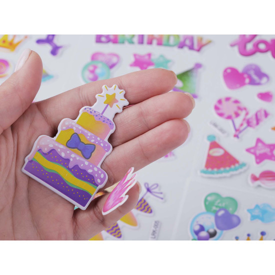 Plastic stickers - happy birthday - As pictured (1 Card) Plastic stickers - happy birthday - As pictured (1 Card)