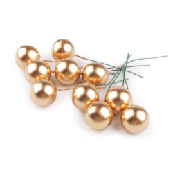 Boules décoratives/baies sur fil métallique, ø 2 cm - Or (10 Pièces)