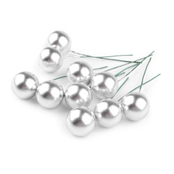 Boules décoratives/baies sur fil métallique, ø 2 cm - Argent (10 Pièces)
