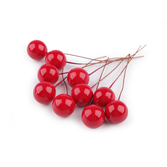Boules décoratives/baies sur fil métallique, ø 1,5 cm - Saumon (10 Pièces) Boules décoratives/baies sur fil métallique, ø 1,5 cm - Saumon (10 Pièces)