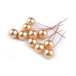 Boules décoratives/baies sur fil métallique, ø 1,5 cm - Or (10 Pièces)