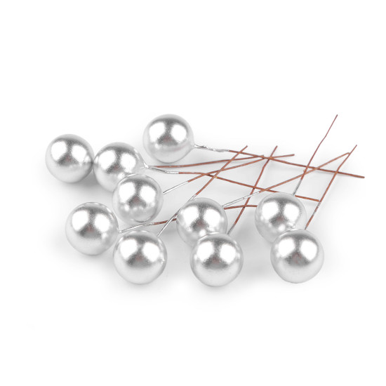 Boules décoratives/baies sur fil métallique, ø 1,5 cm - Saumon (10 Pièces) Boules décoratives/baies sur fil métallique, ø 1,5 cm - Saumon (10 Pièces)