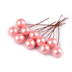 Boules décoratives/baies sur fil métallique, ø 1,5 cm - Poudre (10 Pièces)