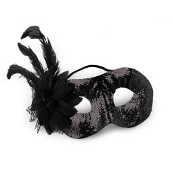 Carnival mask - eye mask with feathers - Black (1 Piece)