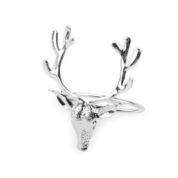 Metal christmas napkin ring, deer - Silver (1 Piece)