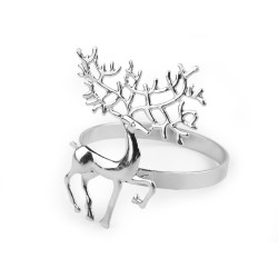 Metal christmas napkin ring, deer - Silver (1 Piece)