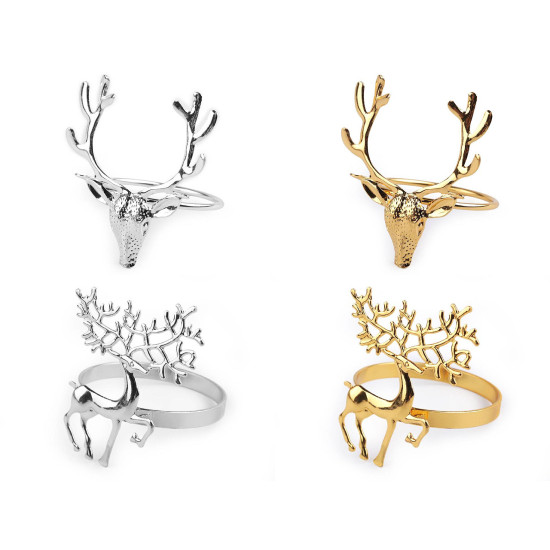 Metal christmas napkin ring, deer - Gold (10 Pieces)