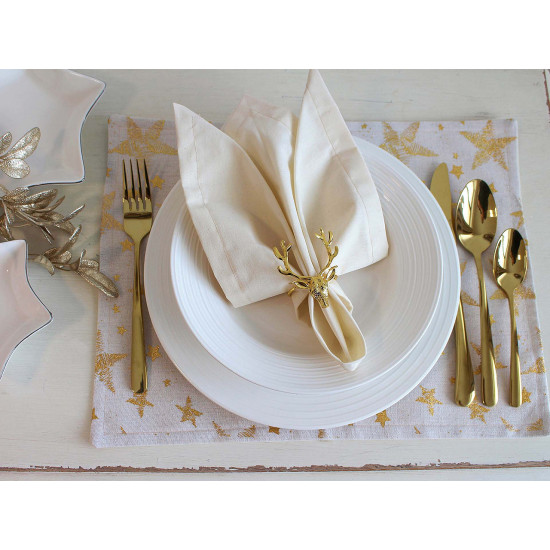 Metal christmas napkin ring, deer - Gold (10 Pieces)