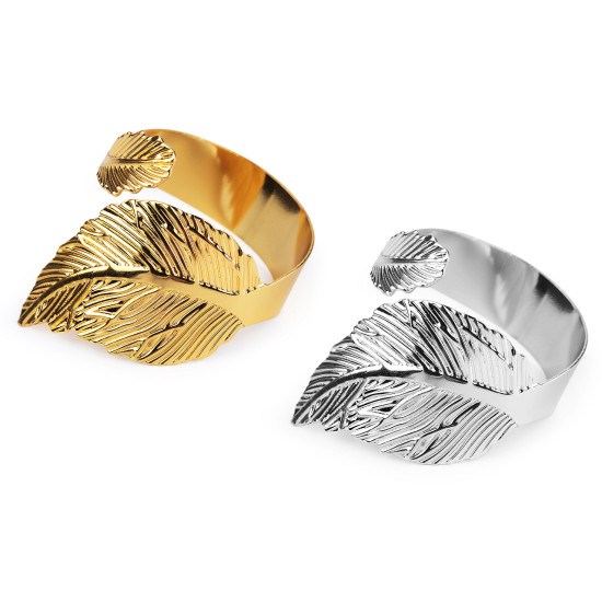 Pierścień metalowy do serwetek liść - Srebrny (10 Sztuki) Pierścień metalowy do serwetek liść - Srebrny (10 Sztuki)