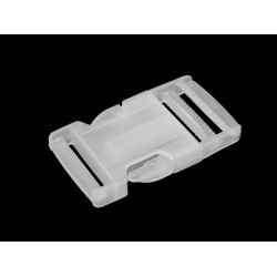 Plastic side release buckle with strap adjuster, width 25 mm, 32 mm - Transparent (100 Pairs)