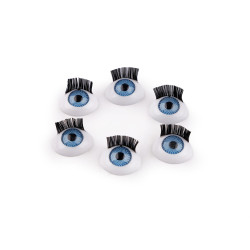 Plastic eyes with eyelashes to glue on 11x15 mm - Blue (120 Pieces)