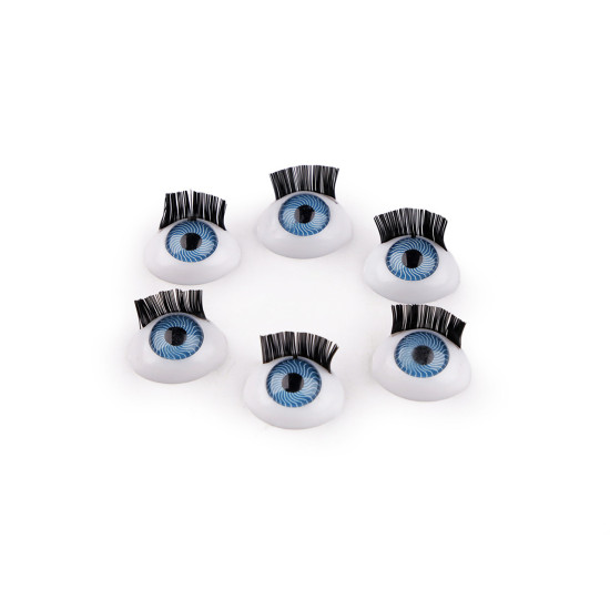 Plastic eyes with eyelashes to glue on 11x15 mm - Blue (120 Pieces) Plastic eyes with eyelashes to glue on 11x15 mm - Blue (120 Pieces)