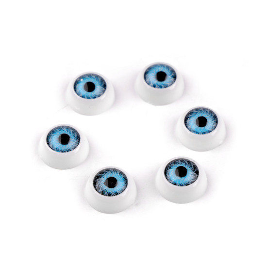 Oczy do przyklejenia ø12 mm - Błękit-popiel (6 Sztuki)