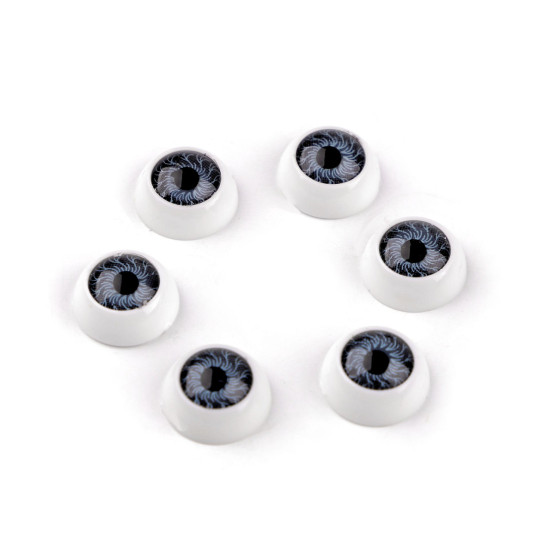 Oczy do przyklejenia ø12 mm - Błękit-popiel (6 Sztuki)