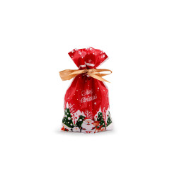 Woreczki z wstążką atłasową motyw świąteczny 12x17,5 cm - Czerwony (20 Sztuki)