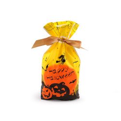 Woreczki z wstążką atłasową halloween 15x22,5 cm - Żółty (20 Sztuki)