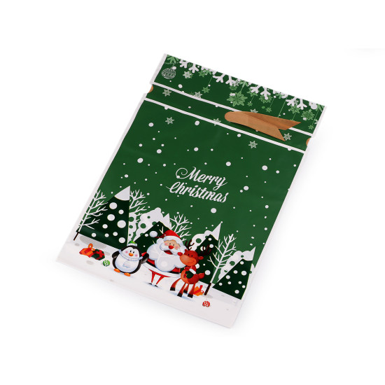 Woreczki z wstążką atłasową motyw świąteczny 23x33 cm - White (5 Sztuki) Woreczki z wstążką atłasową motyw świąteczny 23x33 cm - White (5 Sztuki)