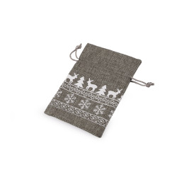 Christmas gift bag 10x15 cm, imitation jute - Grey (1 Piece)