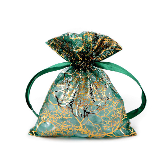 Woreczek podarunkowy złote gałązki / drzewo 10x13 cm organza - Złoty (100 Sztuki) Woreczek podarunkowy złote gałązki / drzewo 10x13 cm organza - Złoty (100 Sztuki)