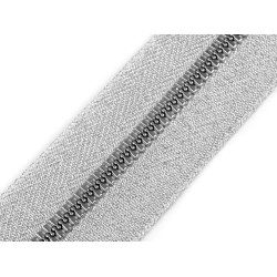 Cerniera continua, in plastica n. 5, metallizzata - Argento (1 Metro)