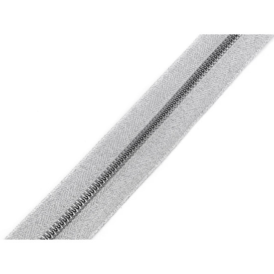 Cerniera continua, in plastica n. 5, metallizzata - Argento (1 Metro)