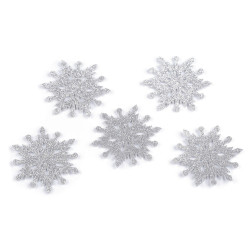 Śnieżynka filcowa z brokatem ø75 mm - Srebrny (10 Sztuki)