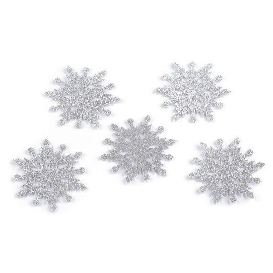 Śnieżynka filcowa z brokatem ø75 mm - Srebrny (10 Sztuki) Śnieżynka filcowa z brokatem ø75 mm - Srebrny (10 Sztuki)