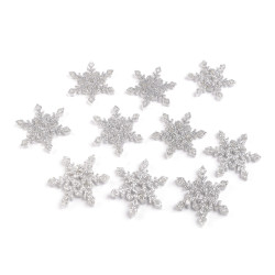Christmas felt snowlake with glitter ø40 mm - Silver (10 Pieces)