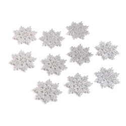 Christmas felt snowlake with glitter ø40 mm - Silver (10 Pieces)