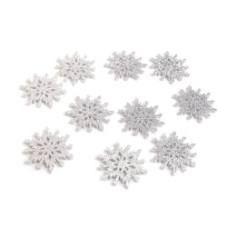 Christmas felt snowlake with glitter ø40 mm - Silver (10 Pieces)