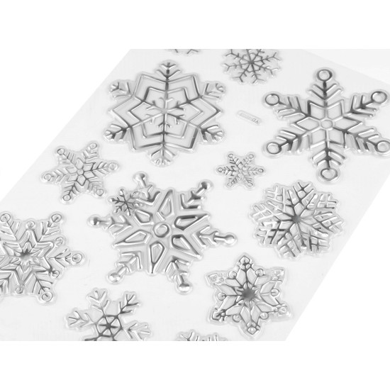Autocolante de crăciun 3d din plastic cu efect ab - Argintiu (1 Card) Autocolante de crăciun 3d din plastic cu efect ab - Argintiu (1 Card)