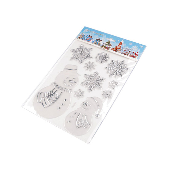 Autocolante de crăciun 3d din plastic cu efect ab - Argintiu (1 Card) Autocolante de crăciun 3d din plastic cu efect ab - Argintiu (1 Card)