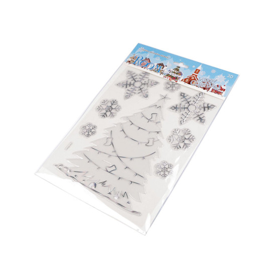 Autocolante de crăciun 3d din plastic cu efect ab - Argintiu (1 Card) Autocolante de crăciun 3d din plastic cu efect ab - Argintiu (1 Card)