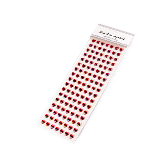 Self-adhesive heart on adhesive strip, multicolor ø10 mm - Crystal ab (1 Card) Self-adhesive heart on adhesive strip, multicolor ø10 mm - Crystal ab (1 Card)