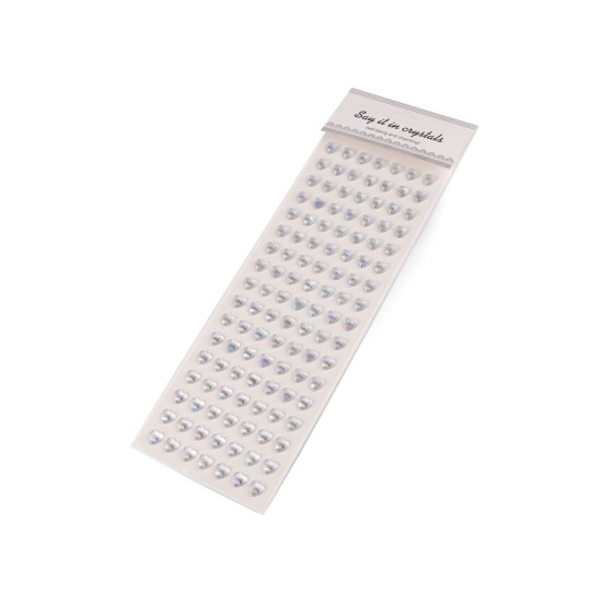 Self-adhesive heart on adhesive strip, multicolor ø10 mm - Crystal ab (1 Card) Self-adhesive heart on adhesive strip, multicolor ø10 mm - Crystal ab (1 Card)