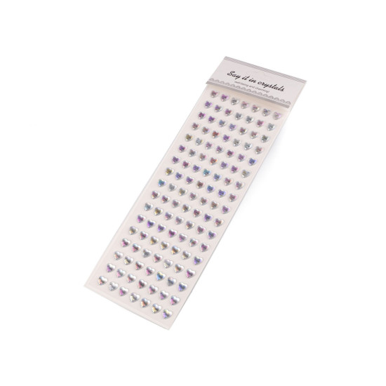 Self-adhesive heart on adhesive strip, multicolor ø10 mm - Crystal ab (1 Card) Self-adhesive heart on adhesive strip, multicolor ø10 mm - Crystal ab (1 Card)