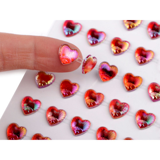 Self-adhesive heart on adhesive strip, multicolor ø10 mm - Crystal ab (1 Card) Self-adhesive heart on adhesive strip, multicolor ø10 mm - Crystal ab (1 Card)