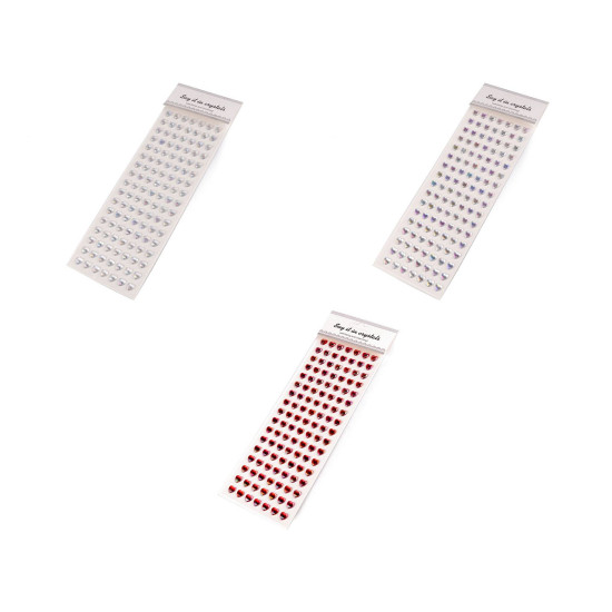 Self-adhesive heart on adhesive strip, multicolor ø10 mm - Crystal ab (1 Card) Self-adhesive heart on adhesive strip, multicolor ø10 mm - Crystal ab (1 Card)